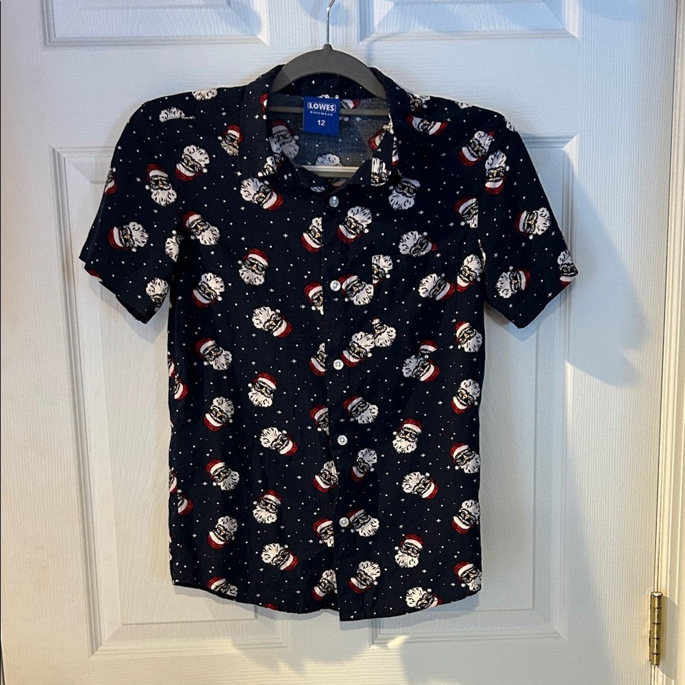 Kids' Navy Snowman Button Down Shirt